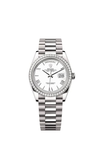 Rolex Day-Date 36 White Gold - Diamond / White - Roman / President