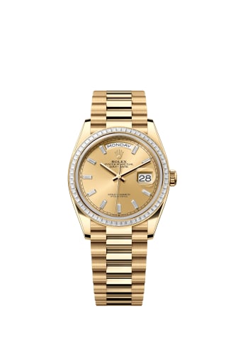 Rolex Day-Date 36 Yellow Gold - Baguette / Champagne - Baguette / President