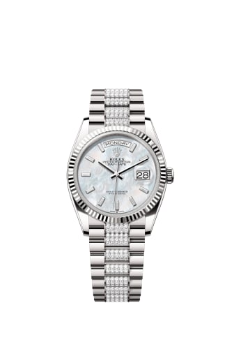 Rolex Day-Date 36 White Gold / Fluted / MOP-Diamond / President-Diamond