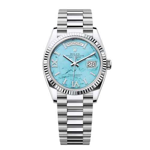 Rolex Day-Date 36 Platinum - Fluted / Turquoise / President