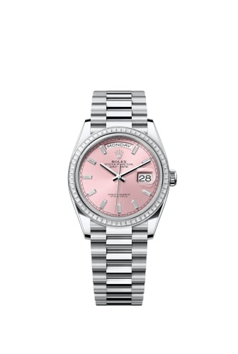 Rolex Day-Date 36 Platinum - Baguette / Pink - Baguette / President