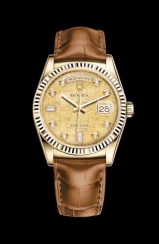 Rolex Day-Date 36 Yellow Gold Fluted / Strap / Champagne Computer
