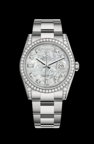 Rolex Day-Date 36 White Gold Diamonds / Oyster / MOP