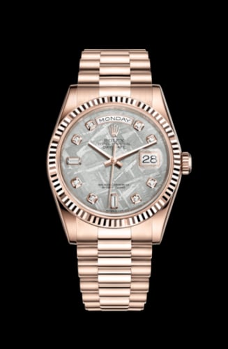 Rolex Day-Date 36 Everose Fluted / President / Meteorite