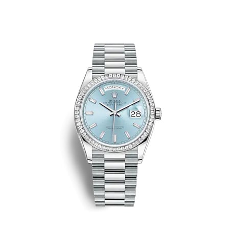 Rolex Day-Date 36 Platinum - Baguette / Ice Blue - Baguette / President