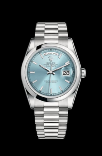 Rolex Day-Date 36 Platinum Domed / President / Ice Blue