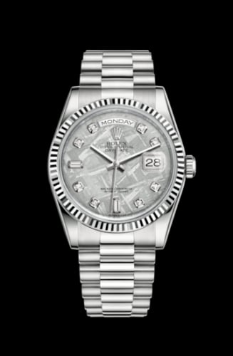 Rolex Day-Date 36 White Gold Fluted / President / Meteorite