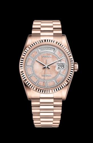 Rolex Day-Date 36 Everose Fluted / President / Pink MOP Carousel