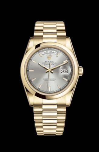 Rolex Day-Date 36 Yellow Gold Domed / President / Silver