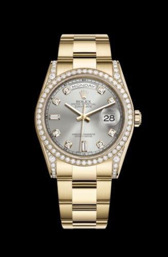 Rolex Day-Date 36 Yellow Gold Diamonds / Oyster / Silver Diamond