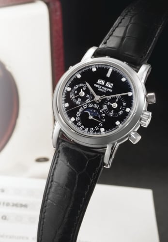 Patek Philippe Perpetual Calendar Chronograph 3970 Platinum / Black Diamond