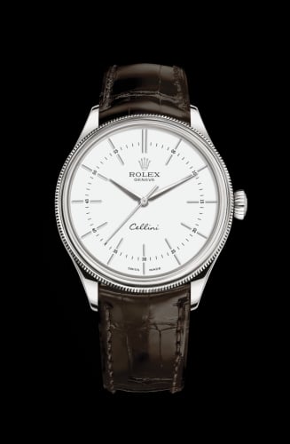 Rolex Cellini Time White Gold / White / Alligator Brown