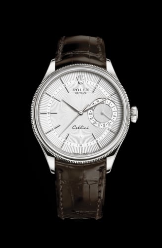 Rolex Cellini Date White Gold / Silver / Alligator Brown