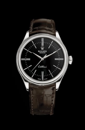 Rolex Cellini Time White Gold / Black / Alligator Brown