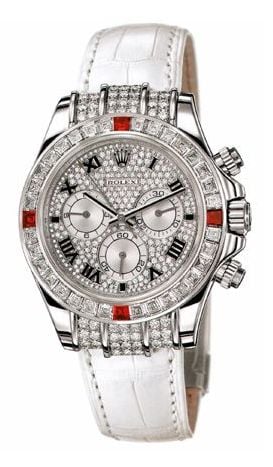 Rolex Daytona White Gold Diamond Ruby Strap