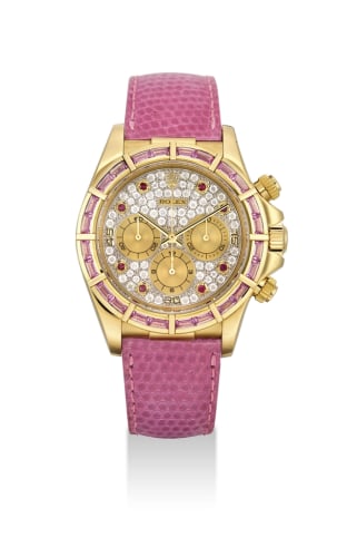 Rolex Daytona Zenith Yellow Gold Pink Sapphire Paved