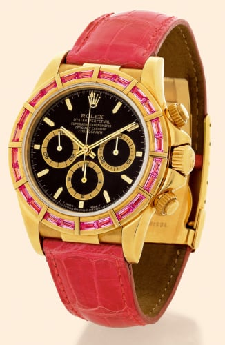 Rolex Daytona Zenith Yellow Gold Pink Sapphire Black