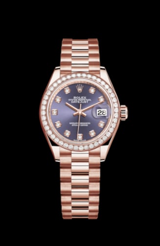Rolex Lady-Datejust 28 Everose Diamond / President / Aubergine