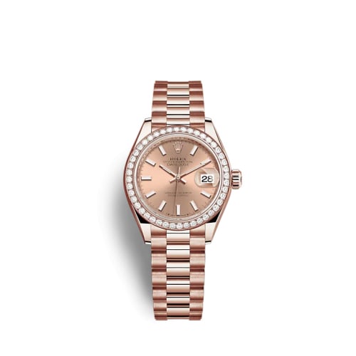 Rolex Lady-Datejust 28 Rose Gold / Diamond / Rose / President