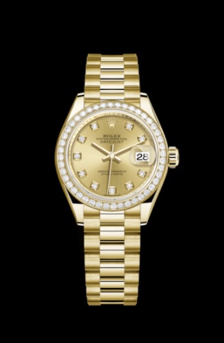 Rolex Lady-Datejust 28 Yellow Gold Diamond / President / Champagne Diamond