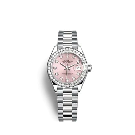 Rolex Lady-Datejust 28 White Gold - Diamond / President / Pink - Diamond