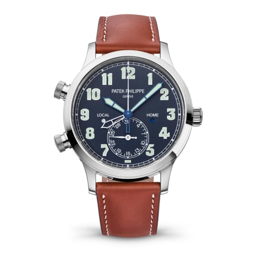 Patek Philippe Calatrava Pilot Travel Time 5524 White Gold / Blue