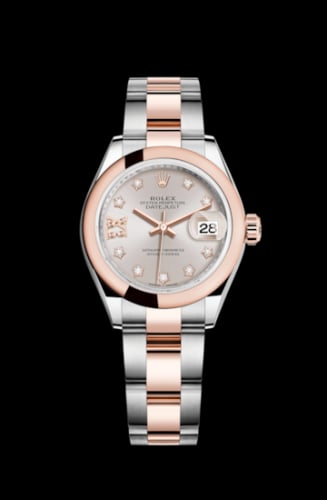 Rolex Lady-Datejust 28 Rolesor Rose Domed / Oyster / Sundust Diamond