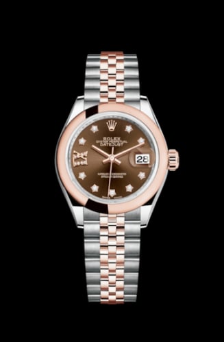 Rolex Lady-Datejust 28 Rolesor Rose Domed / Jubilee / Chocolate Diamond
