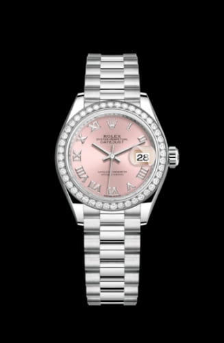 Rolex Lady-Datejust 28 Platinum Diamond / President / Pink Roman