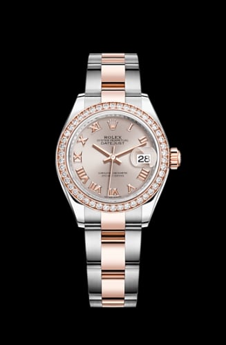 Rolex Lady-Datejust 28 Rolesor Rose Diamond / Oyster / Sundust Roman