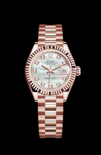 Rolex Lady-Datejust 28 Everose Fluted / President / MOP