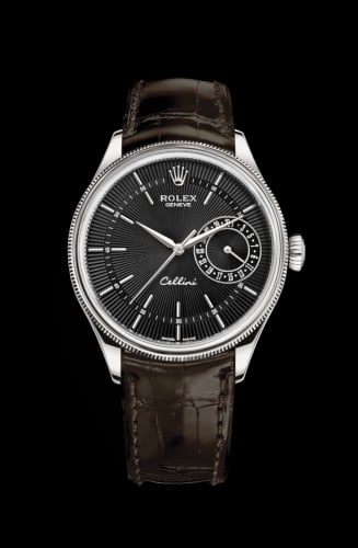 Rolex Cellini Date White Gold / Black / Alligator Brown