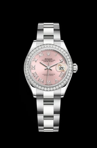 Rolex Lady-Datejust 28 Stainless Steel / Diamond / Pink - Roman / Oyster