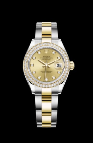 Rolex Lady-Datejust 28 Rolesor Yellow Diamond / Oyster / Champagne Diamond