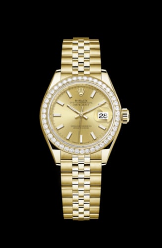 Rolex Lady-Datejust 28 Yellow Gold Diamond / Jubilee / Champagne