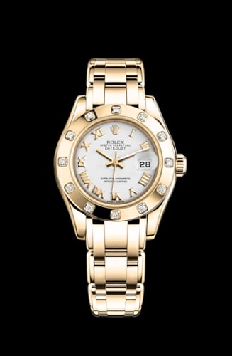 Rolex Datejust Pearlmaster 29 Yellow Gold Diamond / White Roman