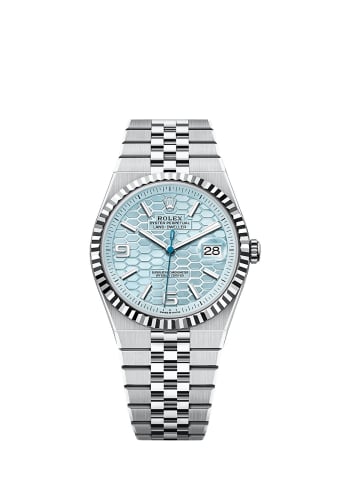 Rolex Land-Dweller 40 Platinum / Ice Blue / Flat Jubilee