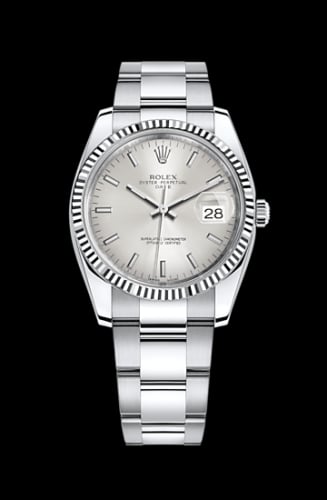 Rolex Oyster Perpetual Date 34 Stainless Steel Fluted / Oyster / Silver