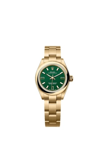 Rolex Oyster Perpetual 28 Yellow Gold / Green