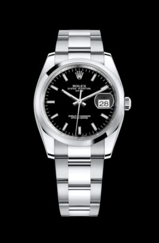 Rolex Oyster Perpetual Date 34 Stainless Steel Domed / Oyster / Black