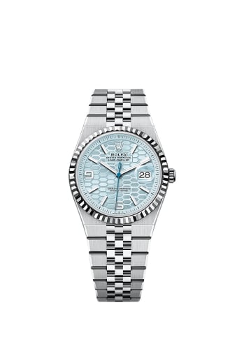 Rolex Land-Dweller 36 Platinum / Ice Blue / Flat Jubilee