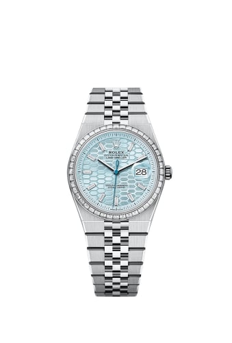 Rolex Land-Dweller 36 Platinum - Baguette / Ice Blue / Flat Jubilee