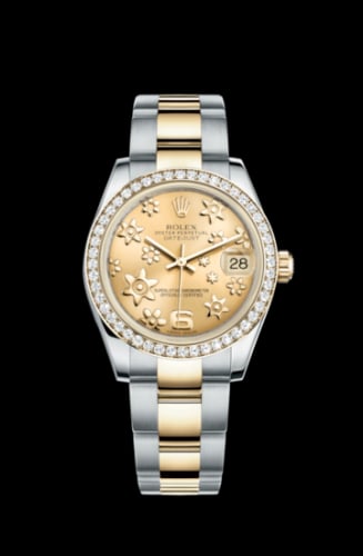 Rolex Datejust 31 Rolesor Yellow Diamond / Oyster / Champagne Floral