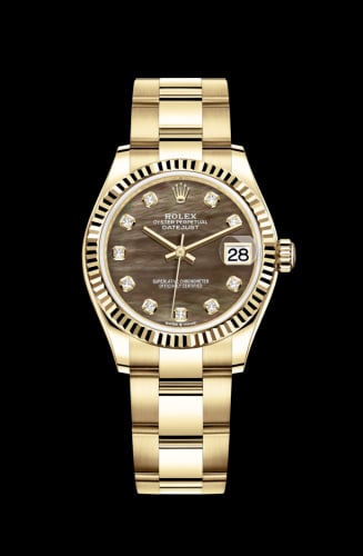 Rolex Datejust 31 Yellow Gold / Fluted / Black MOP / Oyster