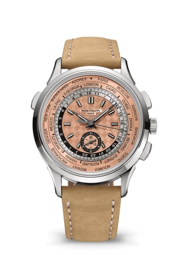 Patek Philippe World Time Chronograph 5935 Stainless Steel / Salmon
