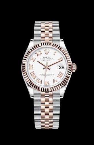 Rolex Datejust 31 Stainless Steel/ Rose Gold / Fluted / White - Roman / Jubilee