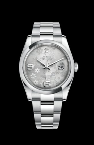 Rolex Datejust 36 Stainless Steel Domed / Oyster / Silver Floral