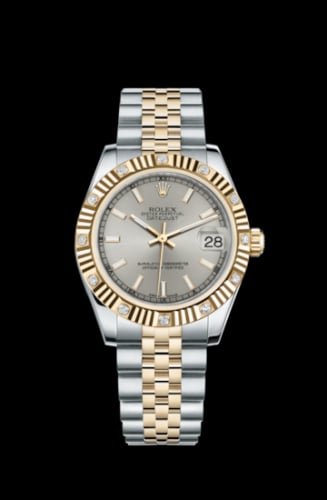 Rolex Datejust 31 Rolesor Yellow Fluted Diamond / Jubilee / Silver