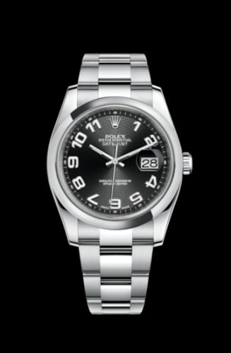 Rolex Datejust 36 Stainless Steel Domed / Oyster / Black Arabic