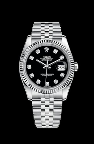 Rolex Datejust 36 Stainless Steel Fluted / Jubilee / Black Diamond